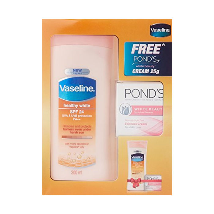 Buy Vaseline Healthy White Triple Lightening SPF 24 Body Lotion (300 ml) + Free Ponds White Beauty Fairness Cream (25g) - Purplle