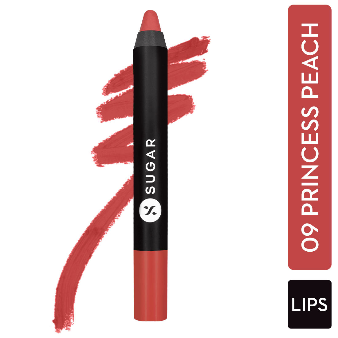 Buy SUGAR Cosmetics Matte As Hell Crayon Lipstick - 09 Princess Peach (Peach) With Free Sharpener - Purplle
