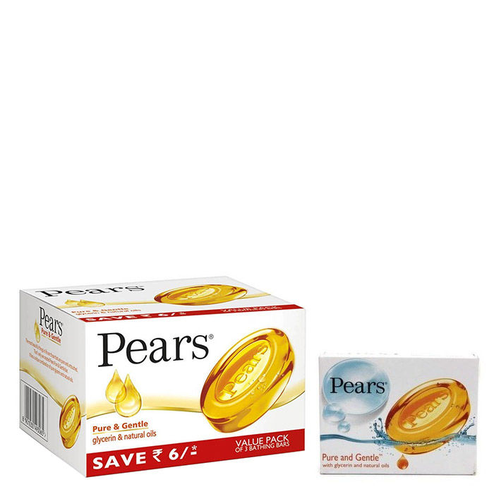 Buy Pears Pure & Gentle Soap Glycerin & Natural Oils (3 x 125 g) + Free Pears Pure & Gentle Soap (75 g) - Purplle
