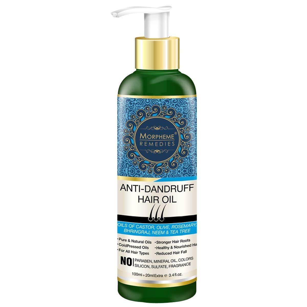Buy Morpheme Anti-Dandruff Hair Oil (Castor, Olive, Rosemary, Bhringraj, Neem & Tea Tree) (120 ml) - Purplle