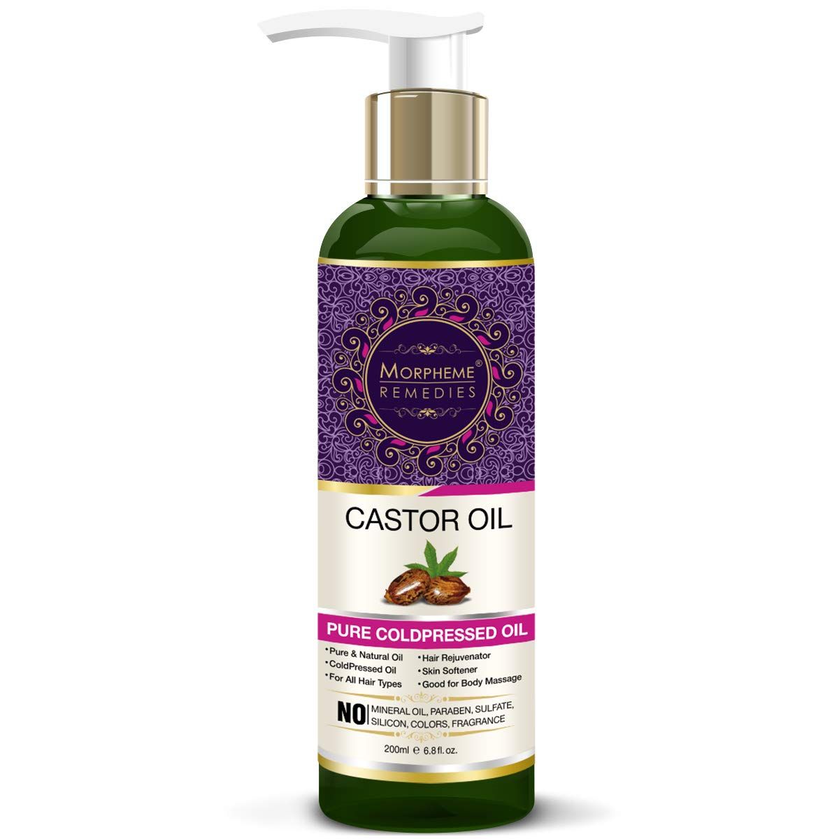 Buy Morpheme Pure Castor Oil (ColdPressed) For Hair, Body, Skin Care, Eyelashes (200 ml) - Purplle