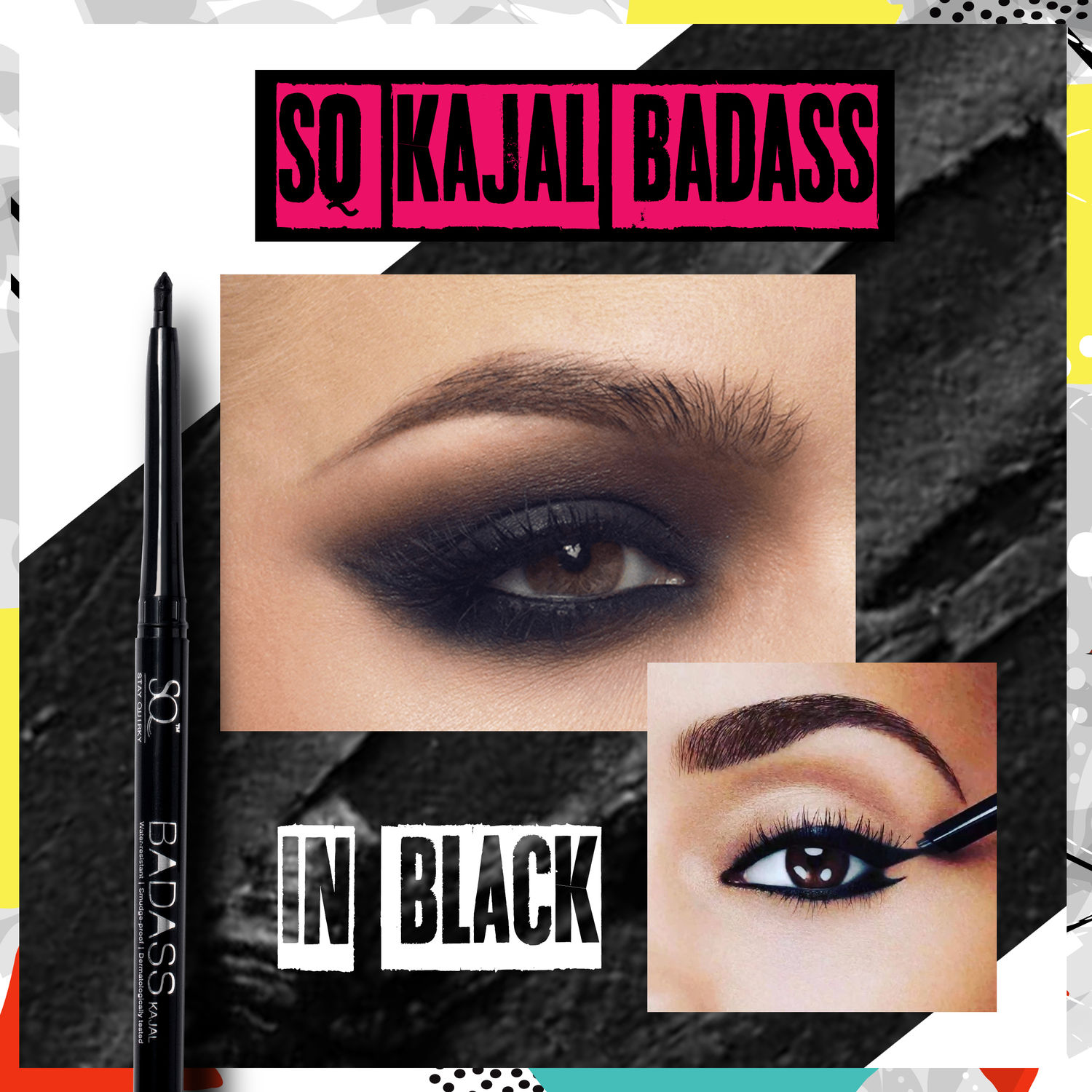 Buy Stay Quirky Kajal Black BadAss| Long Lasting| Smudgeproof| Water resistent| Vegan| Dermatologically tested|Intense Pigmentation 1 (0.25 g) - Purplle