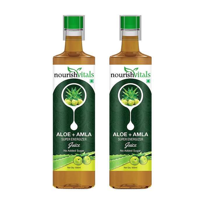 Buy Nourish Vitals Aloe Vera + Amla Super Energizer Juice (500 ml) (Pack of 2) - Purplle