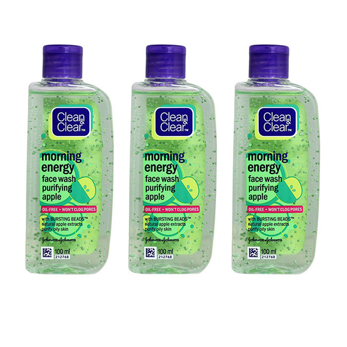 Buy Clean & Clear Morning Energy Face Wash - Apple 100 ml x 3 (Buy 2 Get 1 FREE) - Purplle