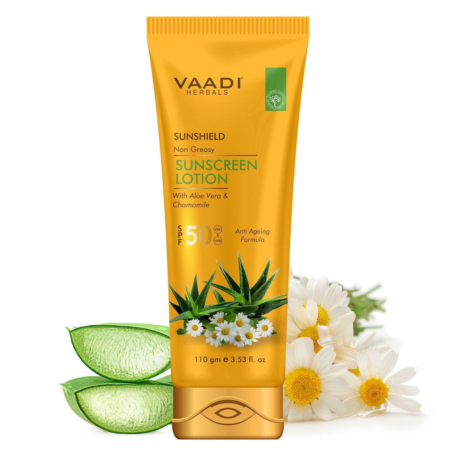 Buy Vaadi Herbals Sunscreen Lotion Spf-50 With Aloe Vera & Chamomile (110 ml) - Purplle