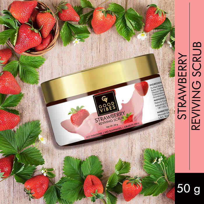 Buy Good Vibes Reviving Face Scrub - Strawberry (50 gm) - Purplle