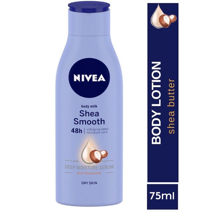Buy Nivea Body Essentials Shea Smooth Milk Body Lotion For Dry Skin (75 ml) - Purplle