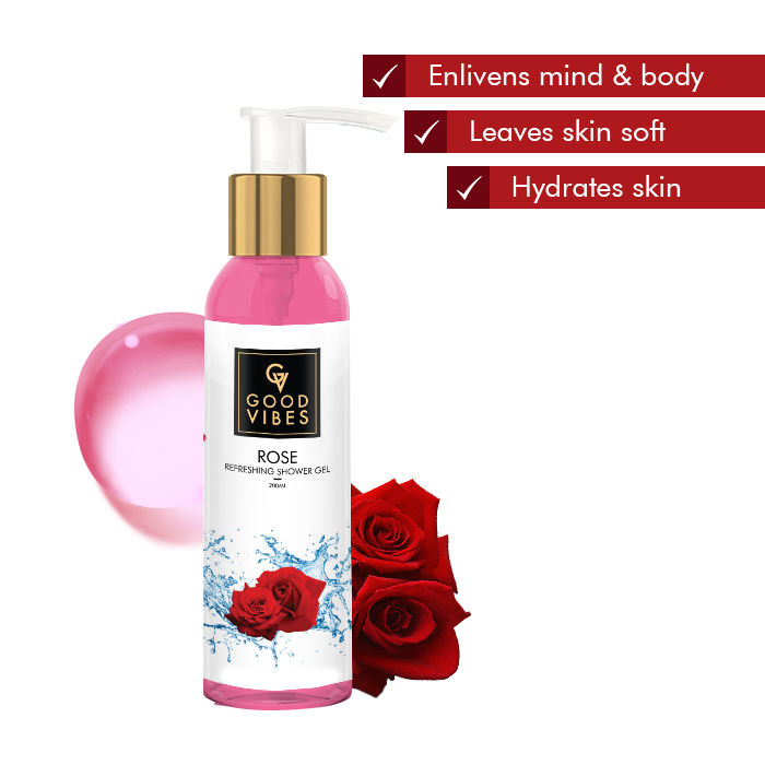Buy Good Vibes Refreshing Shower Gel (Body Wash) - Rose (200 ml) - Purplle