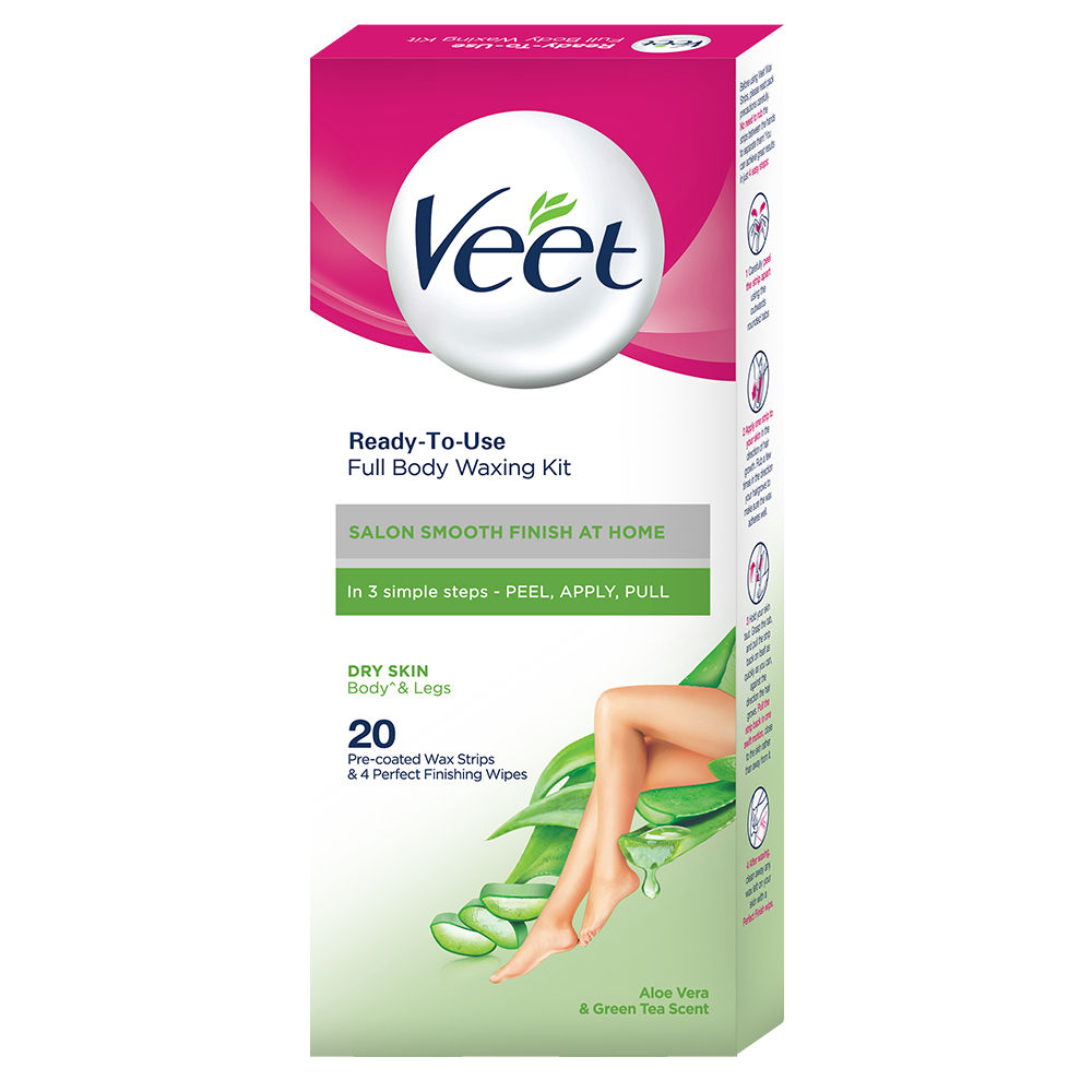 Buy Veet Full Body Waxing Kit, Easy-Gelwax Technology, Dry Skin- 20 Strips - Purplle