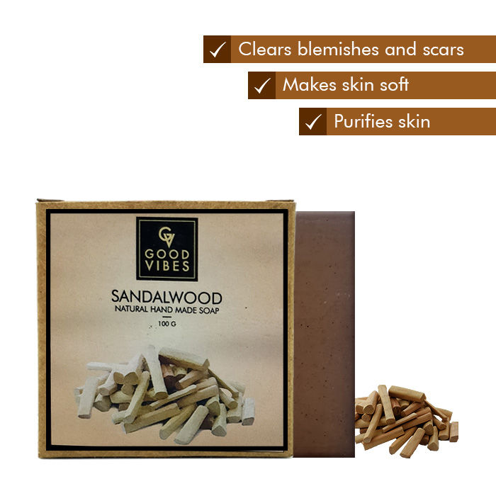 Buy Good Vibes Natural Hand Made Soap - Sandalwood (100 gm) - Purplle