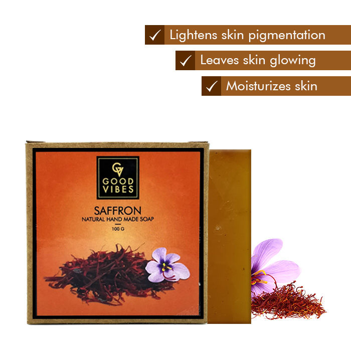 Buy Good Vibes Natural Hand Made Soap - Saffron (100 gm) - Purplle