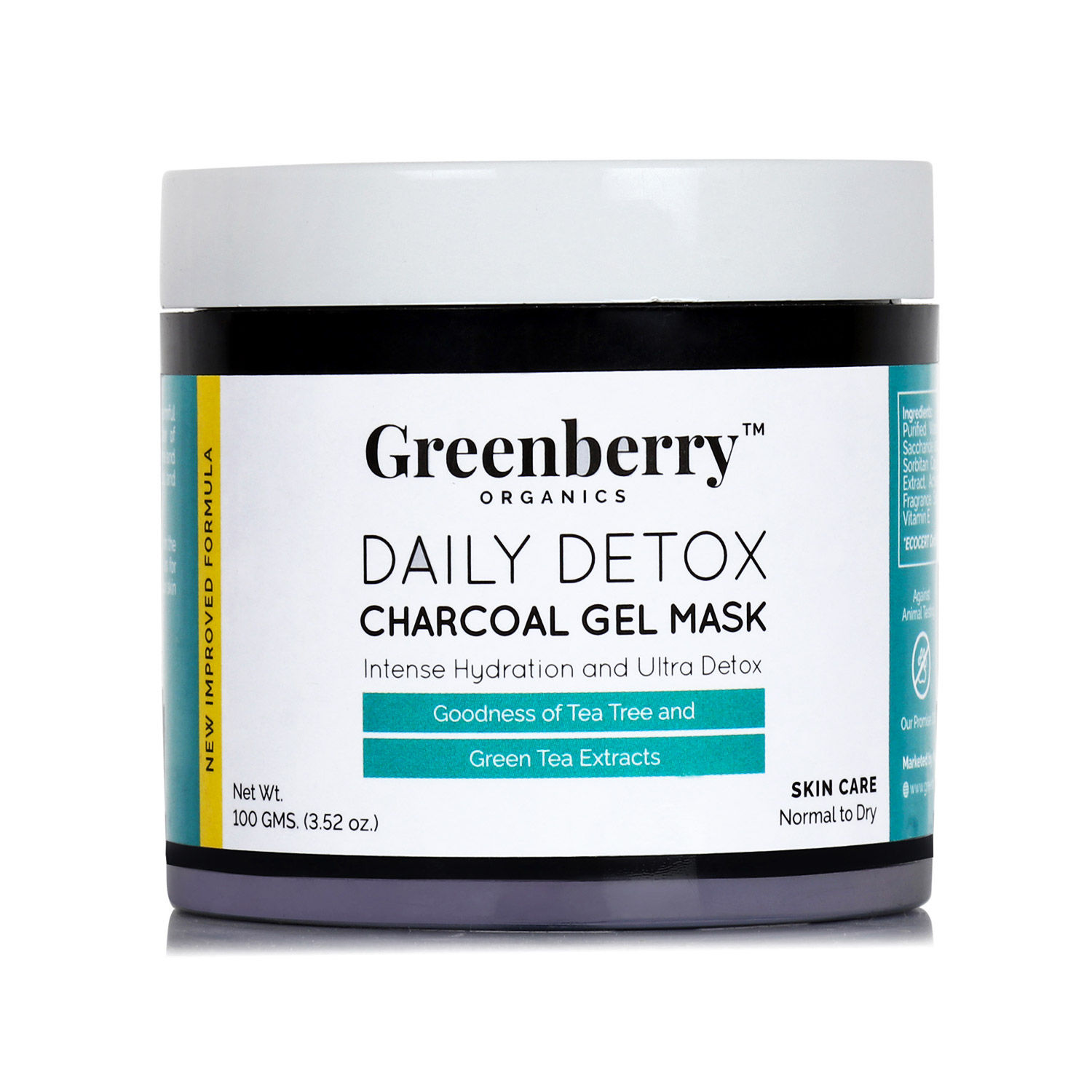 Buy Greenberry Organics Daily Detox Charcoal Massage Gel Mask With Tea Tree & Green Tea Extracts (100 g) - Purplle