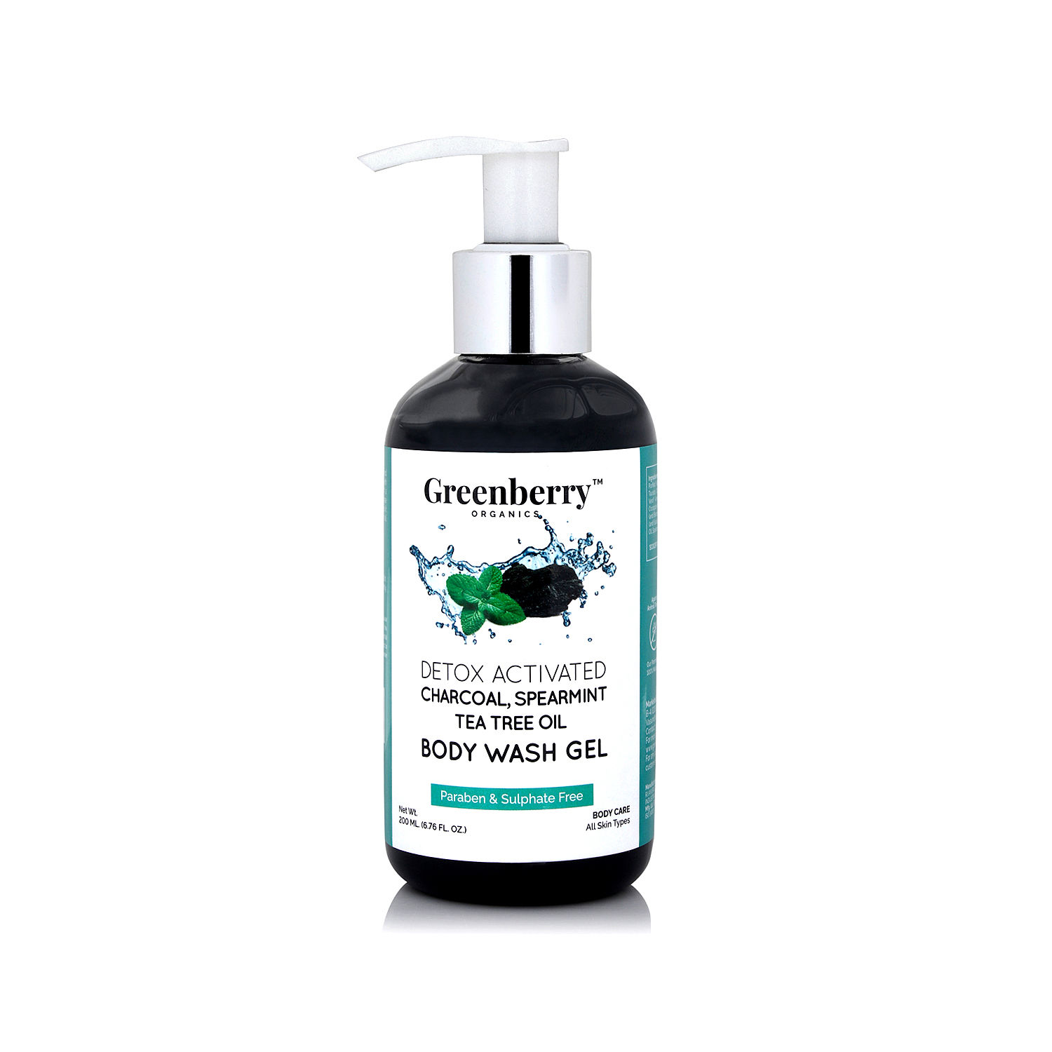 Buy Greenberry Organics Detox Activated Charcoal, Spearmint & Tea Tree Oil Body Wash Gel (200 ml) - Purplle