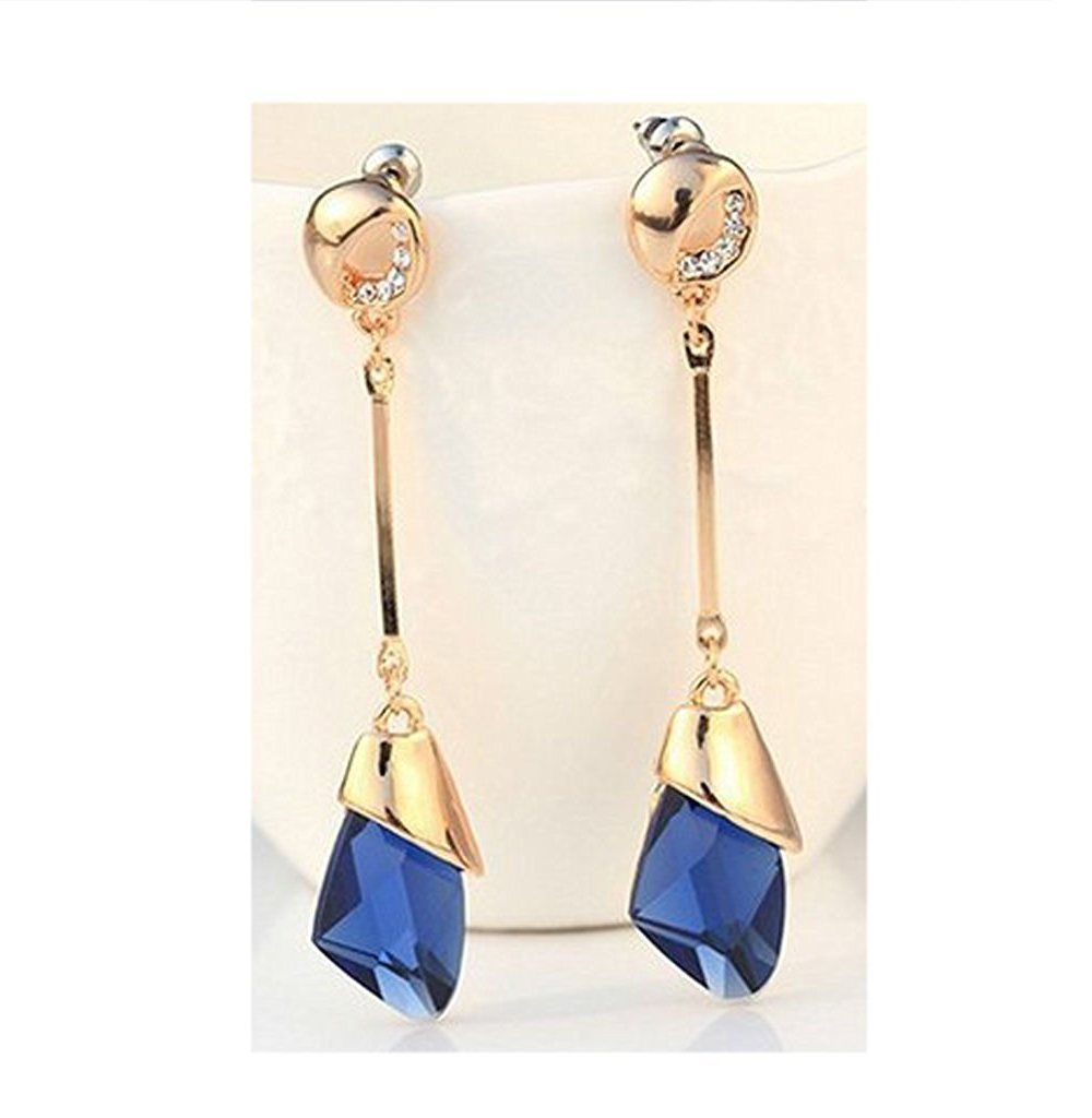 Buy Crunchy Fashion Golden & Blue Dangler Earring - Purplle