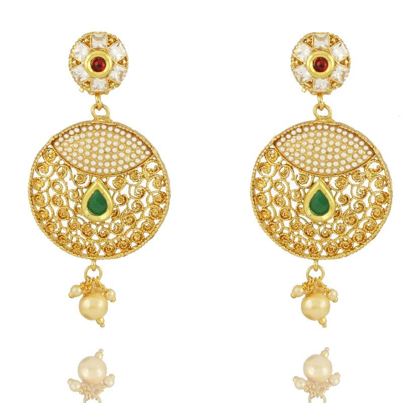 Buy Royal Bling Golden Color Drop Earrings - Purplle