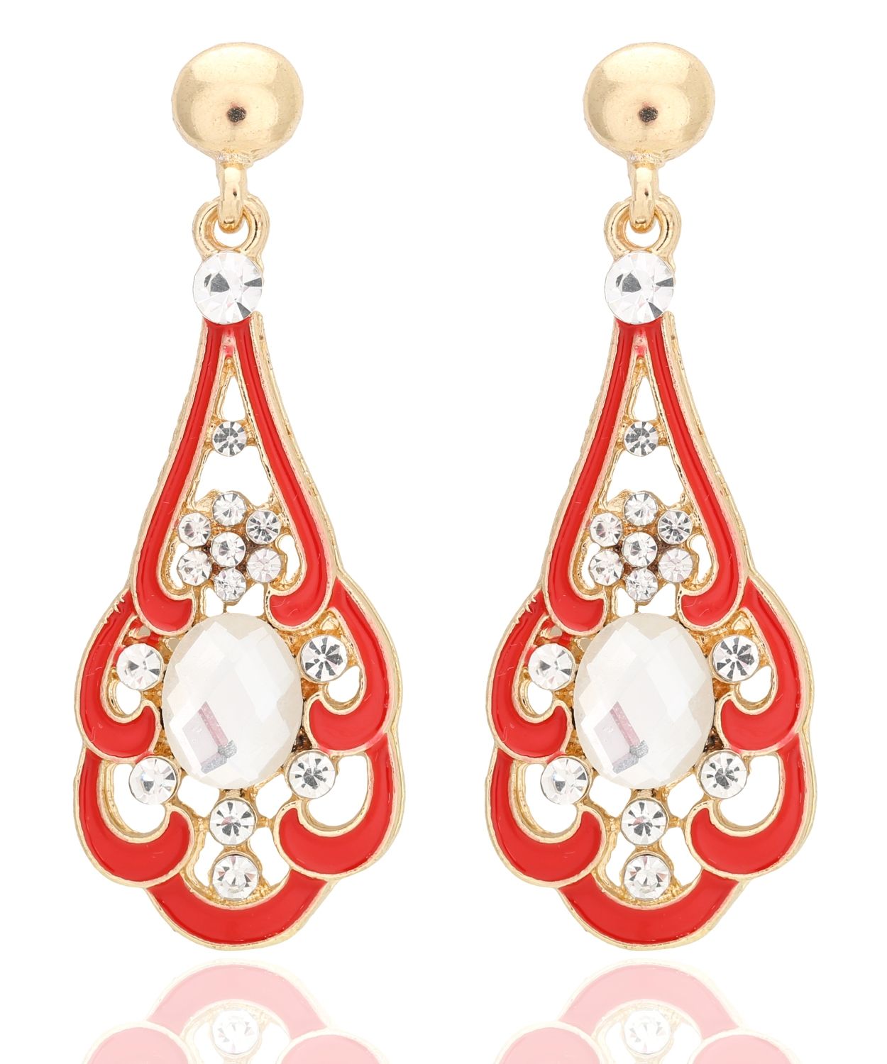 Buy Crunchy Fashion Gold Plated Orange Stylish Drop Earrings - Purplle