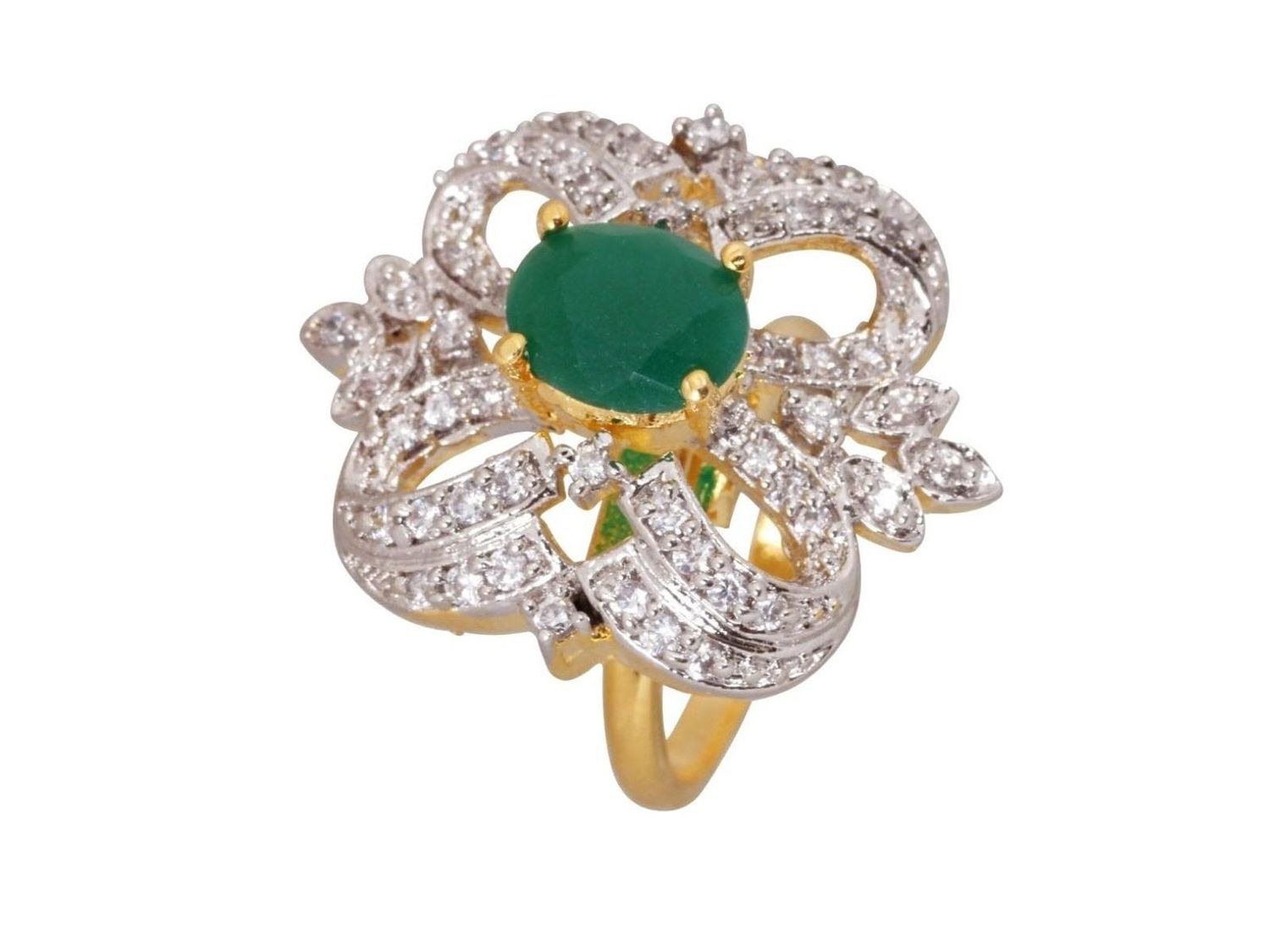 Buy Crunchy Fashion Maharani Ring in Green - Purplle