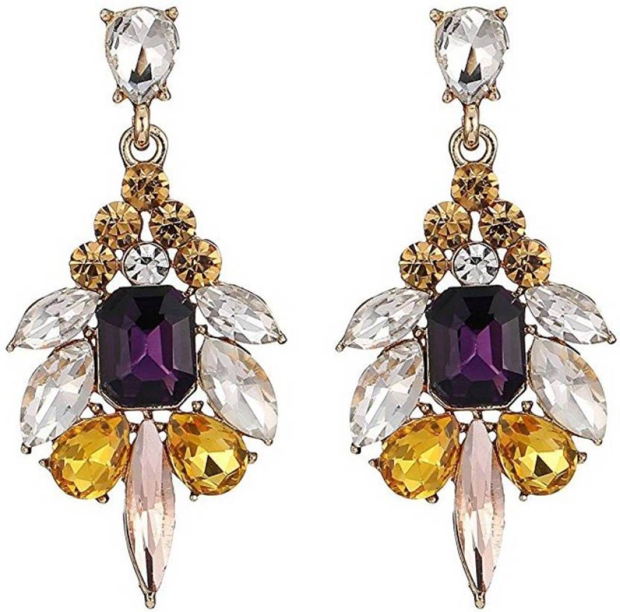 Buy Crunchy Fashion Multi-colored Crystal Drop Earrings - Purplle