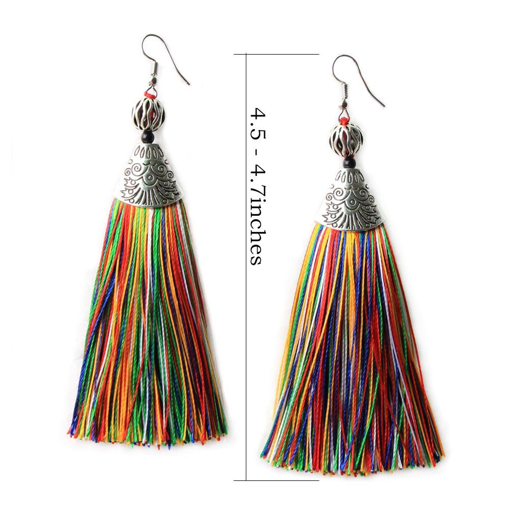 Multi colored tassel earrings top
