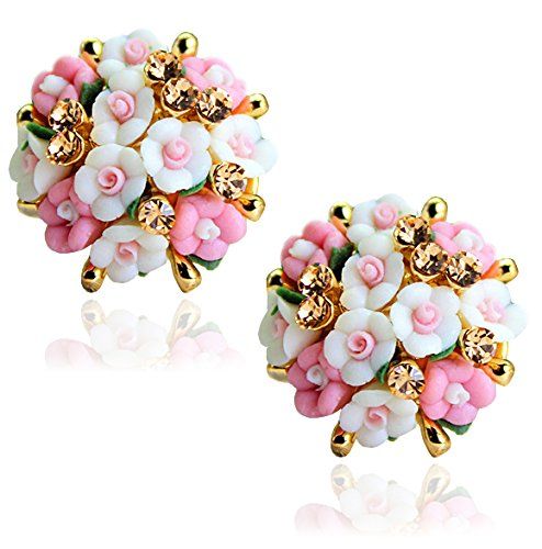 Buy Crunchy Fashion Pink-White Florette Stud Earrings - Purplle