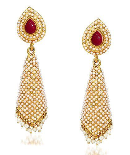 Buy Royal Bling Pearl Cone Red Jhumka Earrings - Purplle