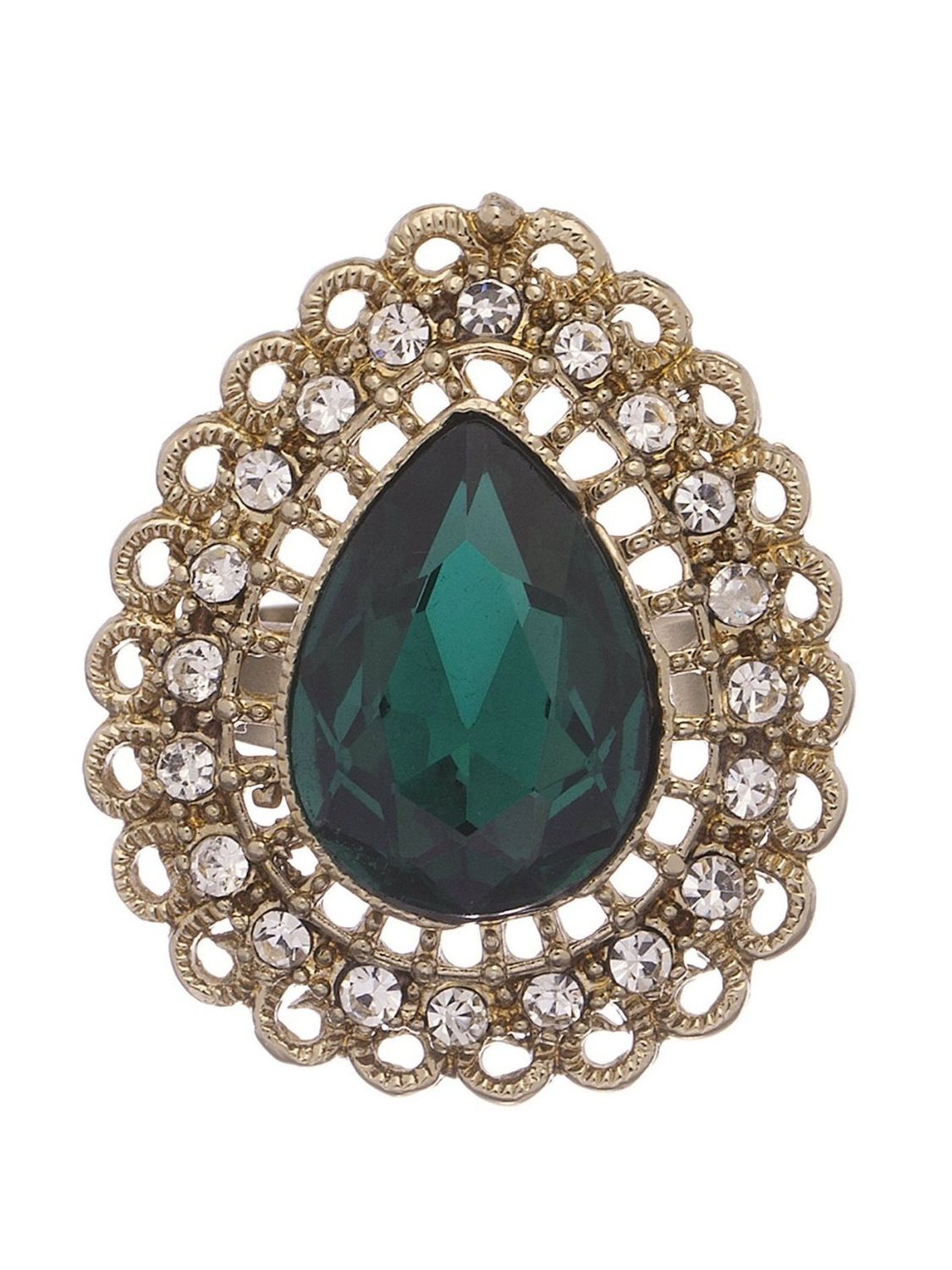 Buy Crunchy Fashion Studded Green Royal Finger Ring - Purplle