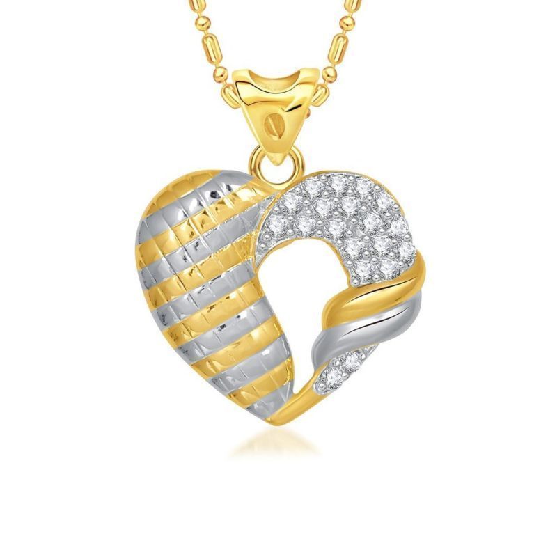 Buy Lishmark Trendy Fashion Jewelryvalentine Vintage Heart Gold & Rhodium Pendant With Chain - Purplle