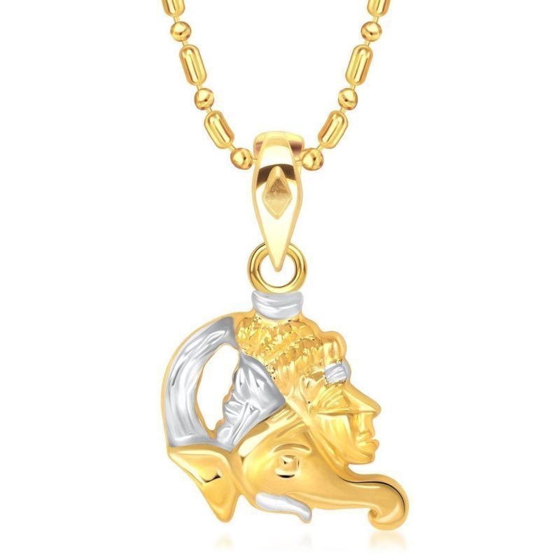 Buy Lishmark Traditional Gold & Rhodium Polished Ganesh With Lord Shankar Pendant With Chain - Purplle