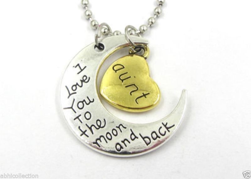 Buy Lishmark New Aunt "I Love You To The Moon And Back " Charm Necklace Pendant Gold/Silve - Purplle