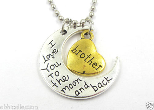 Buy Lishmark New Brother "I Love You To The Moon And Back " Charm Necklace Pendant Gold/Silve - Purplle