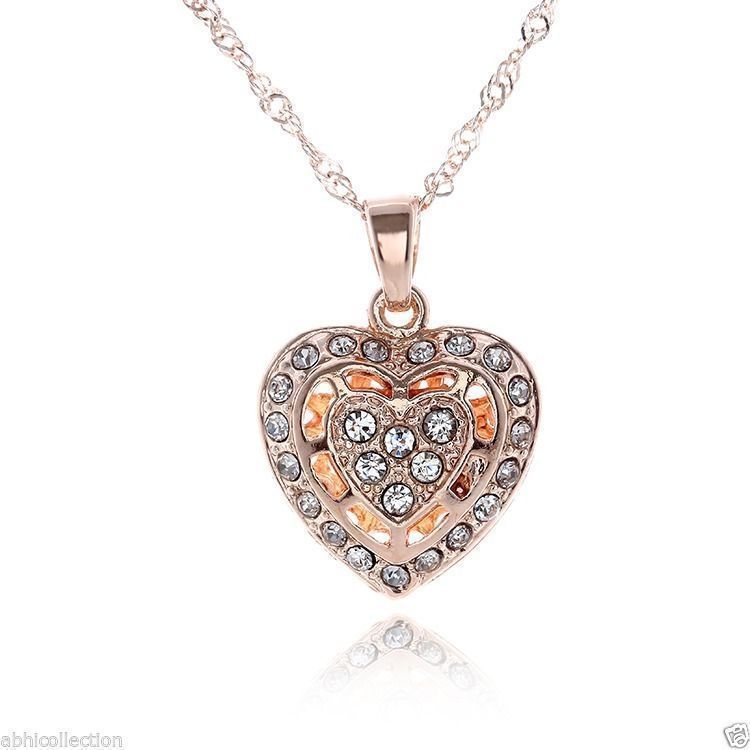 Buy Lishmark Crazy Stuff Womens 9K Rose Gold Filled Aaa Cz Heart Necklace & Pendant - Purplle