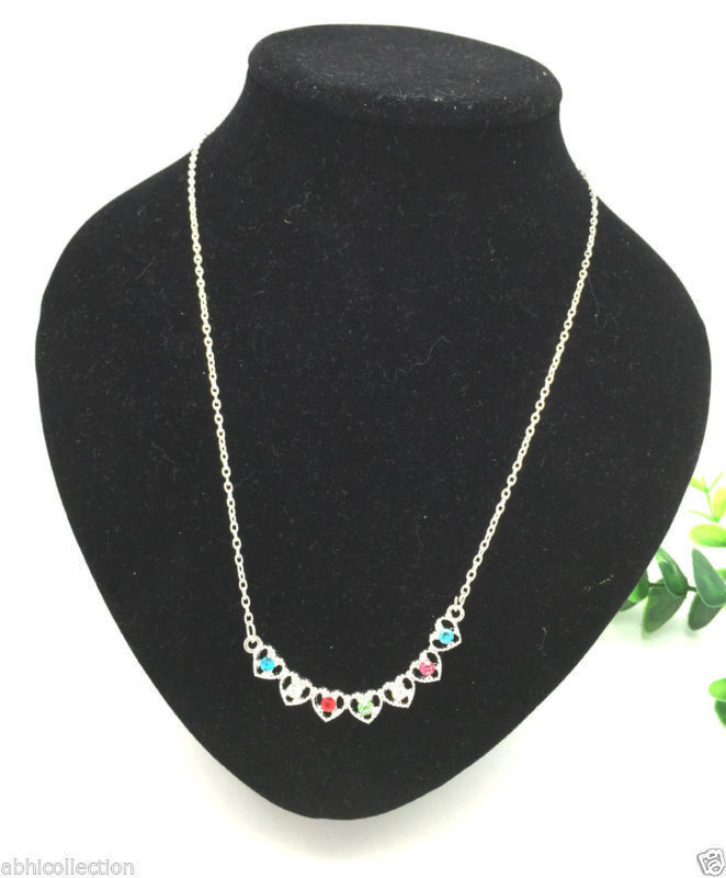 Buy Lishmark Beautiful Fashion Jewelry Heart Colorful Rhinestone Silver Necklace Pendant - Purplle
