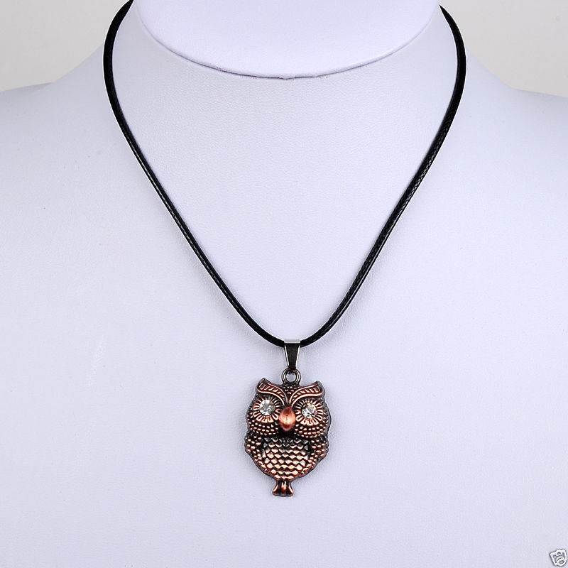 Buy Lishmark Fashion Jewelry Antique Bronze Owl Pendant Black Leather Necklace 18? - Purplle