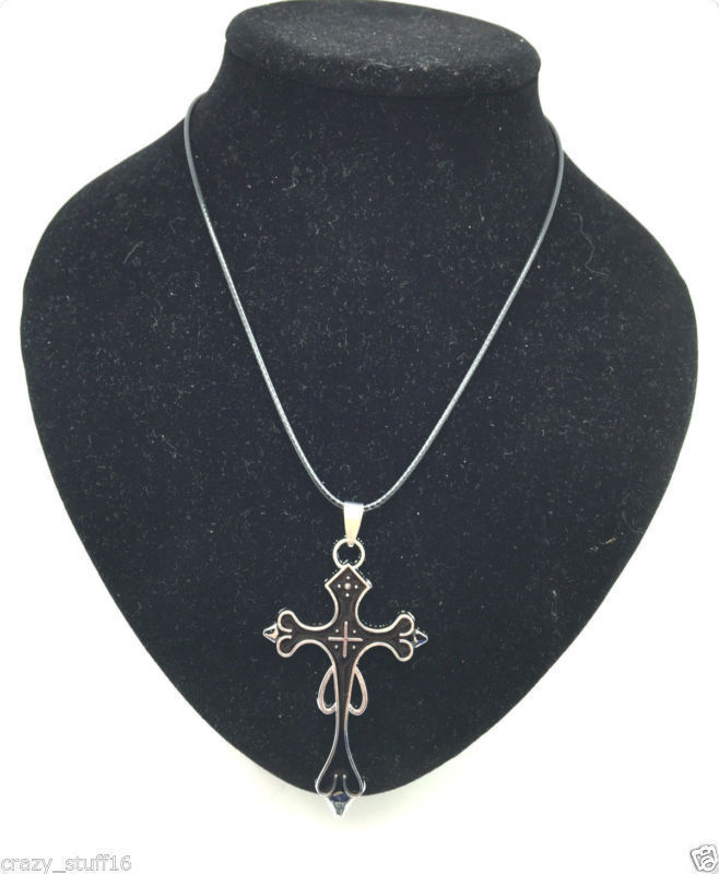 Buy Lishmark Man'S Charm Fashion Jewelry Black Cross Swords Pendant Black Leather Necklace - Purplle