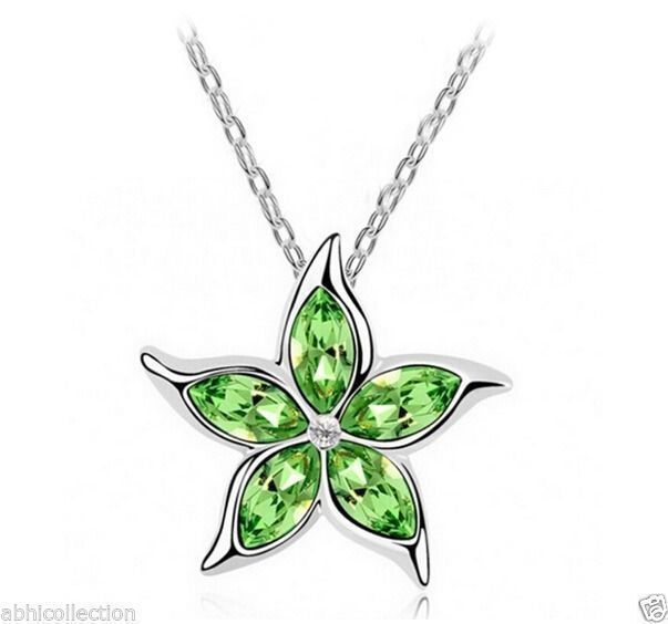 Buy Lishmark Crazy Stuff Womens 9K White Gold Filled Green Crystel Necklace & Pendant - Purplle