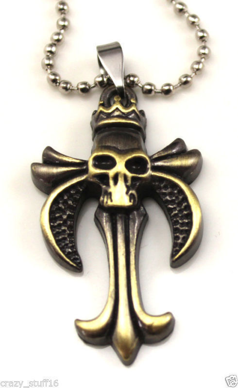 Buy Lishmark New Fashion Jewelry Bronze Wearing Crown Skull Pendant Necklace - Purplle