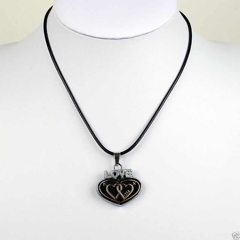 Buy Lishmark Fashion Jewelry Alloy Silver Color Heart Love Pendant Black Leather Ropenecklace - Purplle