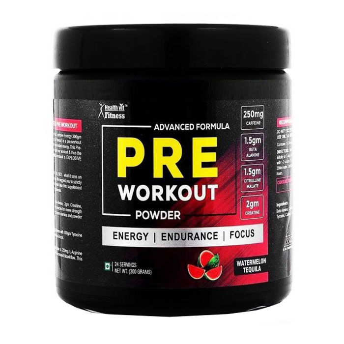 Buy Healthvit Fitness Pre-Workout Explosive Energy Powder (300 g)(Watermelon Tequila Flavour) - Purplle