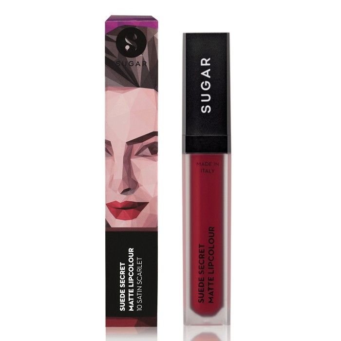 Buy SUGAR Cosmetics Suede Secret Matte Lipcolour - 10 Satin Scarlet (Red) - Purplle