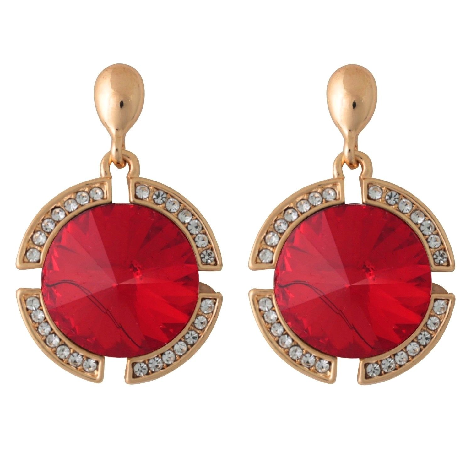 Buy Crunchy Fashion Embedded Red Crystal Drop Earrings - Purplle