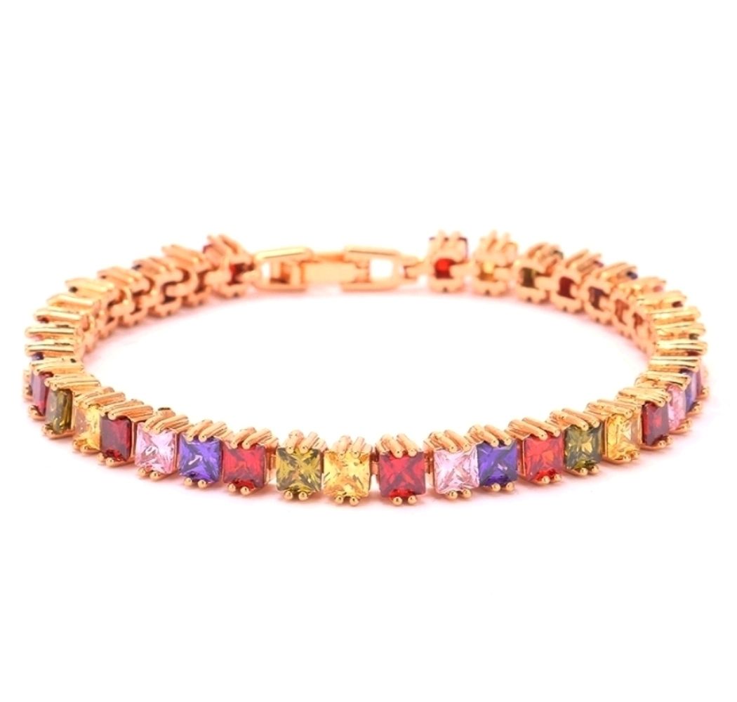 Buy Crunchy Fashion Multi Colors Vine Aaa Swiss Cubic Zirconia Sparkling Bangle - Purplle