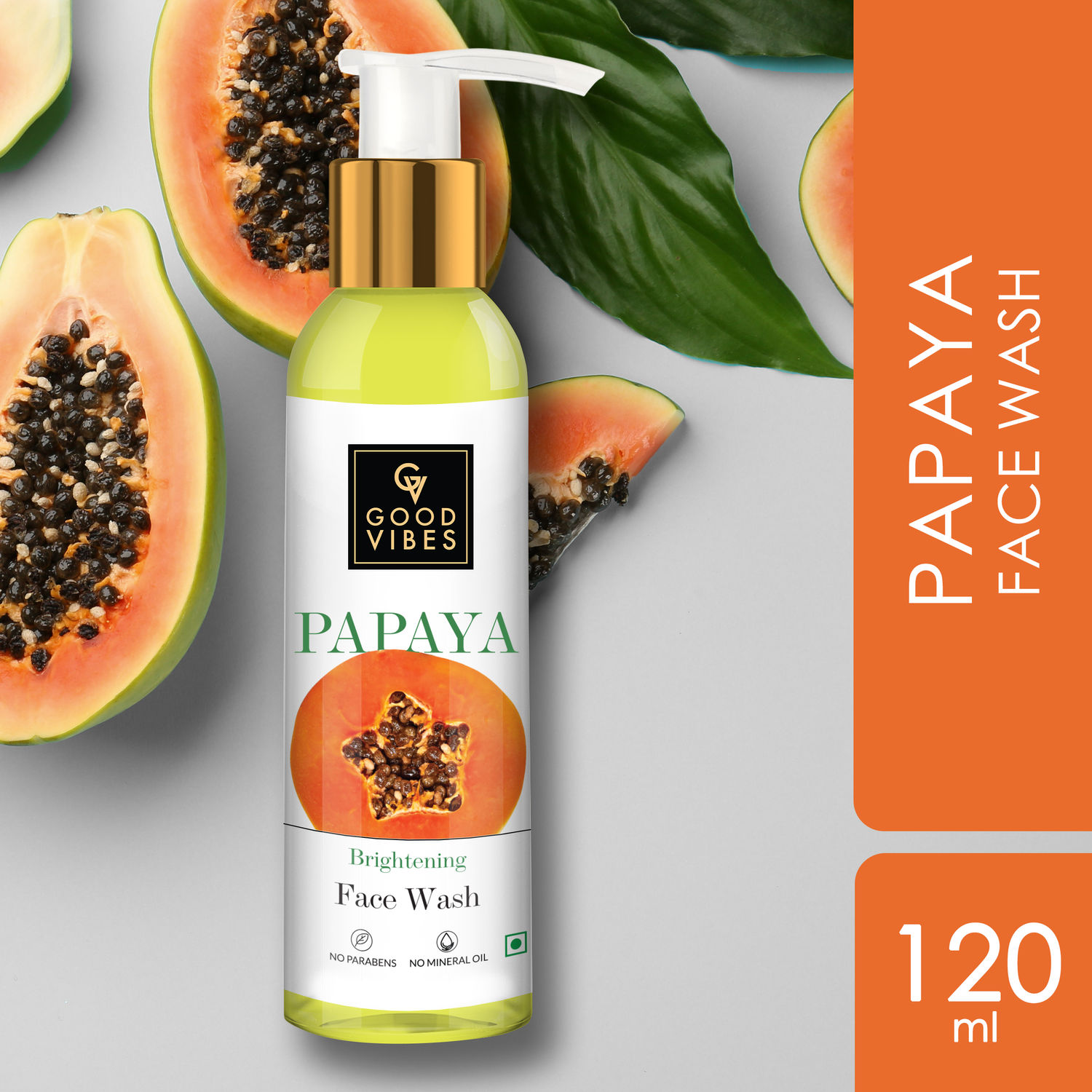 Buy Good Vibes Papaya Brightening Face Wash | Deep Pore Cleansing, Non-Drying | With Mulberry | No Parabens, No Mineral Oil, No Animal Testing (120 ml) - Purplle