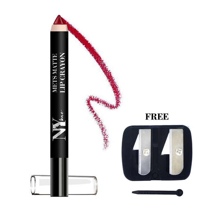 Buy NY Bae Lip Crayon, Mets Matte, Red - Queen's Choice 1 With Free Sharpener - Purplle