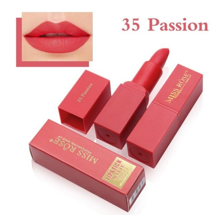 Buy Miss Rose Brand lips Matte Moisturizing Lipstick Vitamin E Waterproof 7301-035B #35 - Purplle