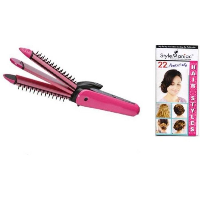 Buy Style Maniac Exclusive 8890 Hair Care 3In1 Multi Function Perfect Beauty Curler Crimper And Straightener With Amazing Hair Style Booklet - Purplle