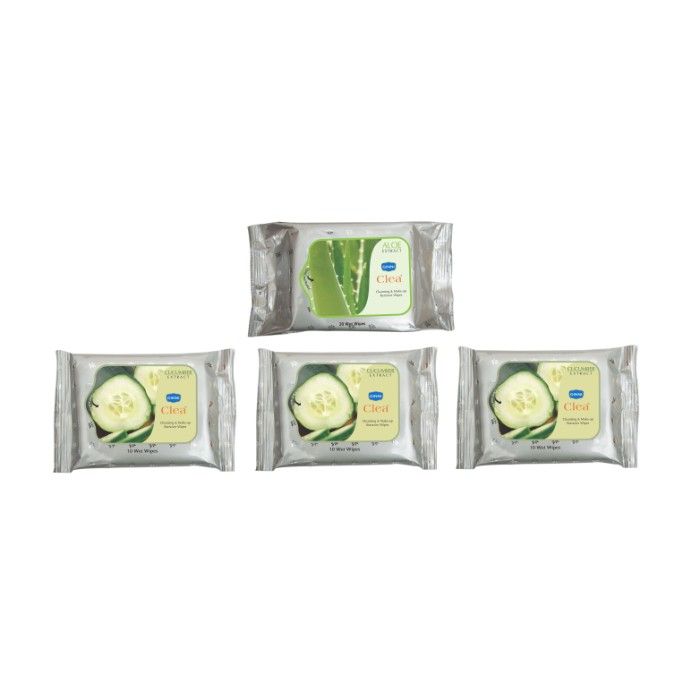 Buy Ginni Clea Cleansing & Make-Up Remover Wipes-Aloevera (Pack Of 30) & (Cucumber) (Pack Of 3) (10 Wipes In Each Pack)(Total = 60 Counts) - Purplle