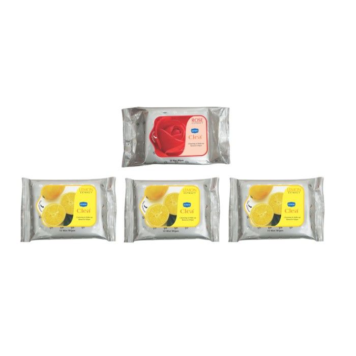 Buy Ginni Clea Cleansing & Make-Up Remover Wipes-Lemon(Pack Of 30) & Rose (Pack Of 3) (10 Wipes In Each Pack)(Total = 60 Counts) - Purplle