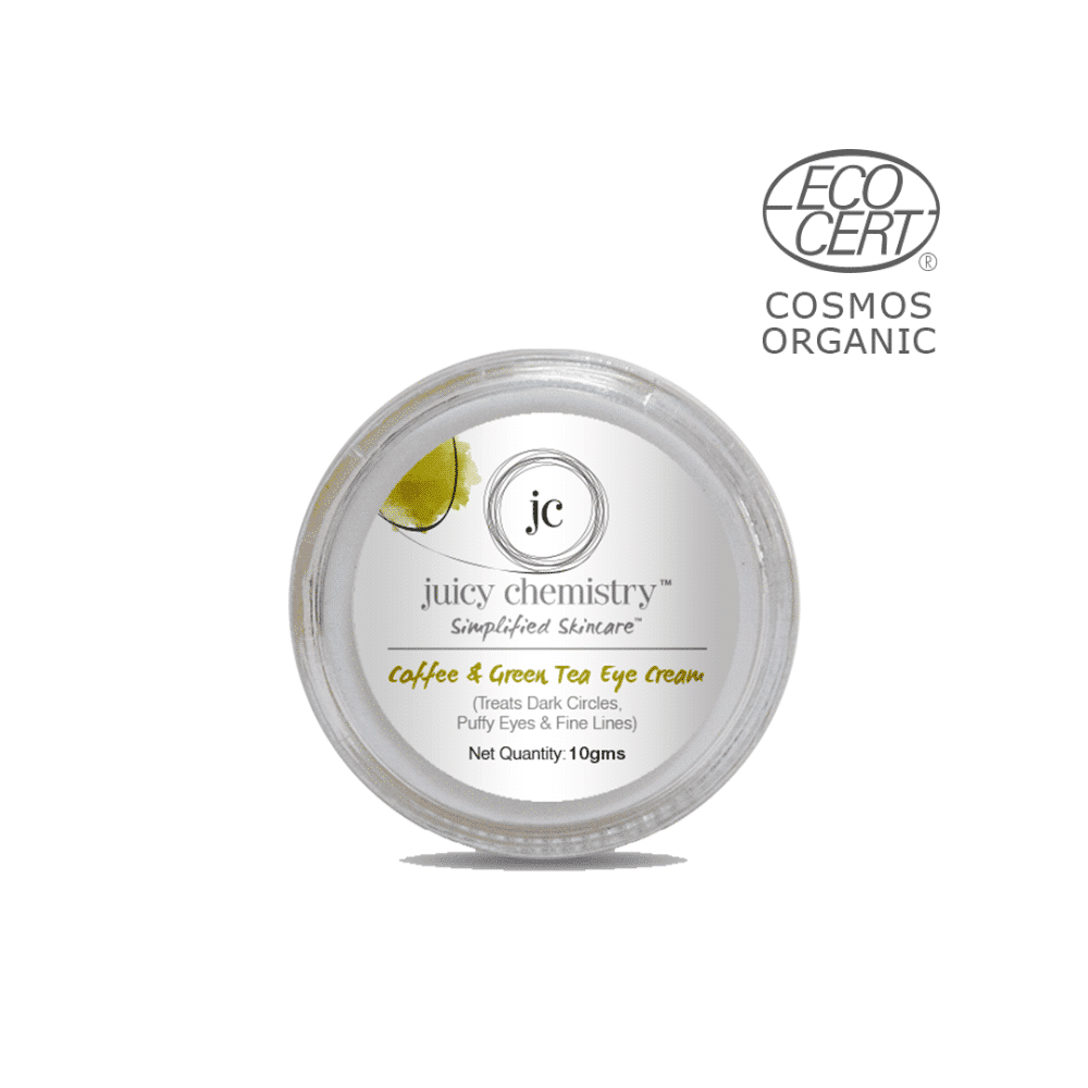 Buy Juicy Chemistry Organic Coffee and Green Tea Eye Cream (For dark circles and puffy eyes) (10 g) - Purplle