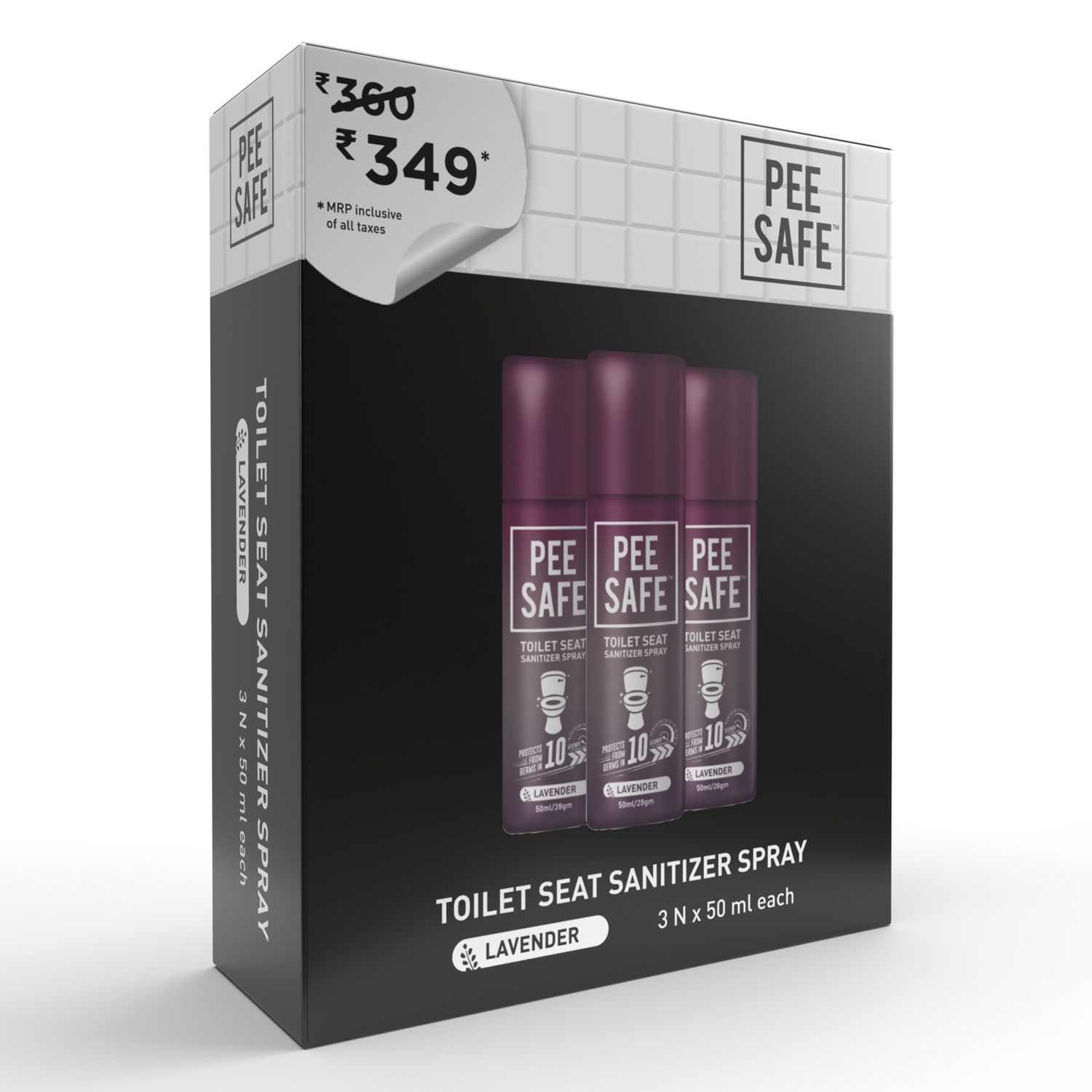 Buy Pee Safe Toilet Seat Sanitizer Spray Lavender (50 ml) (Pack of 3) - Purplle