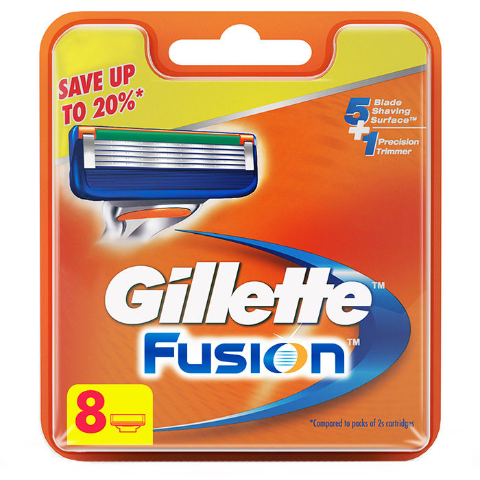 Buy Gillette Fusion Manual Shaving Razor Blades (Cartridge) 8s pack - Purplle